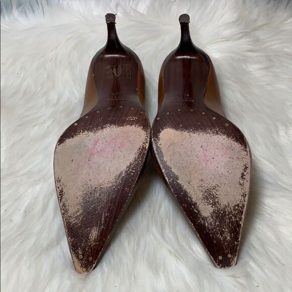 MaxMara Brown Leather Heels Size 36.5/6.5 - Picture 6 of 6